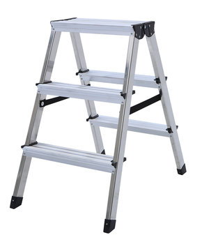 Aluminum metal step-ladder isolated