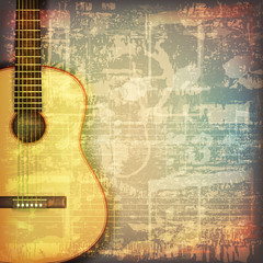 abstract grunge piano background with acoustic guitar