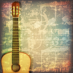 abstract grunge piano background with acoustic guitar