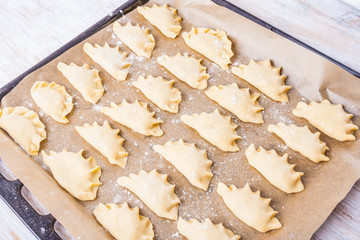 ravioli on a baking tray