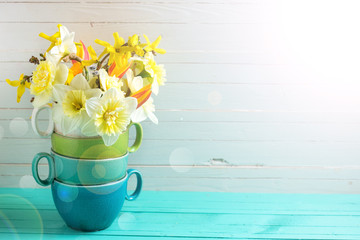 Background with fresh daffodils