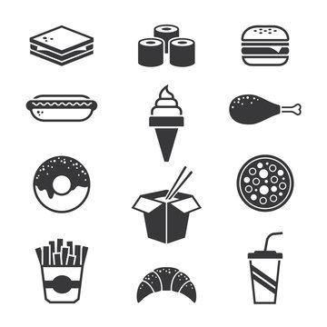 Black fast food icons