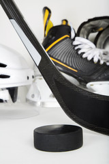 Hockey gear closeup