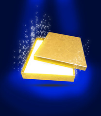 Магический Волшебный Золото Коробка Открывается Чудо