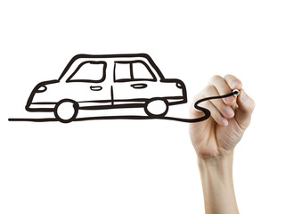 car drawn by hand