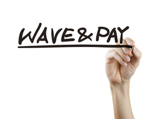 wave and pay words written by hand