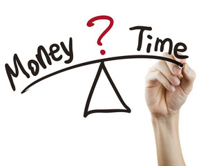 balance between time and money written by hand