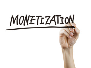 monetization word written by hand