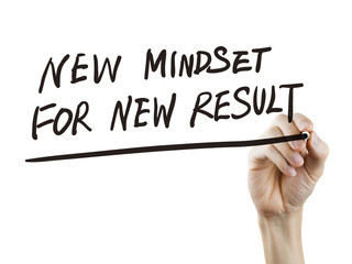 new mindset for new results words written by hand