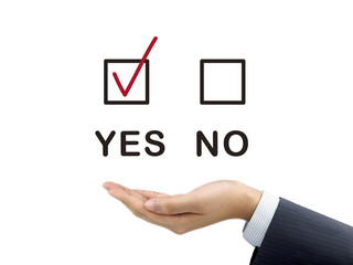 yes chosen by businessman's hand