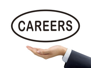 careers word holding by businessman's hand