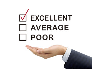 excellent chosen by businessman's hand