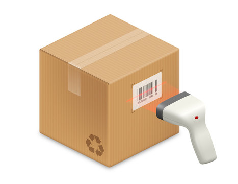 Boite en carton et lecteur de code barre vectoriels 1