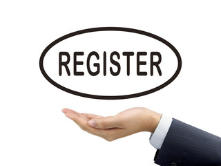 register word holding by businessman's hand