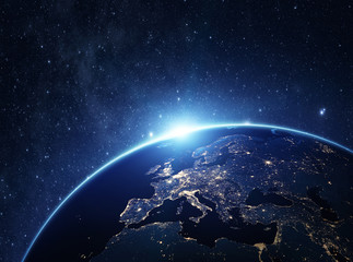 Planet Erde aus dem Weltraum bei Nacht