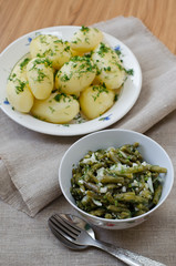 Marinated green beans and boiled potatoes