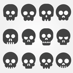 Cartoon skull vector icon set