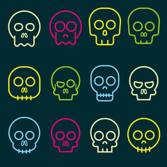 Cartoon skull vector icon set