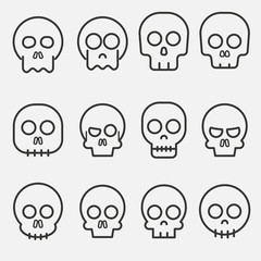 Cartoon skull vector icon set
