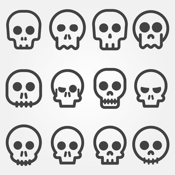 Cartoon skull vector icon set
