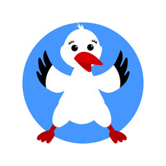 Stork. Cartoon bird isolated. Vector illustration