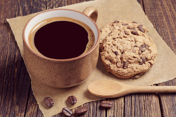 Coffee with chocolate cookies