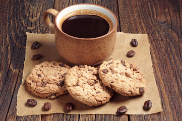 Cookies with chocolate and coffee