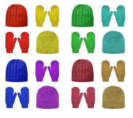 Изолированный Шапка Варежки Перчатки Холодно