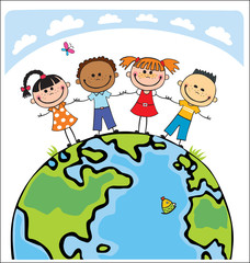 children of different nationalities around the globe