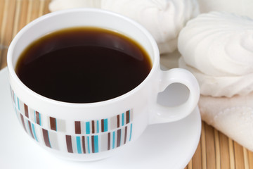 Cup of coffee and marshmallow