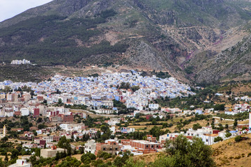 Fototapeta na wymiar A general view of the blue city, Chefchaouen, Morocco