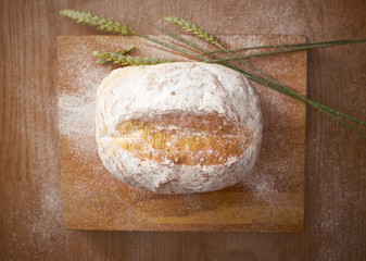 Freshly baked traditional bread on a table