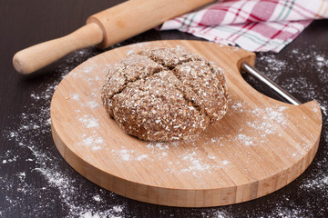 bread on a floured board