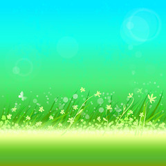 Obraz premium Summer sky with grass frame for your text