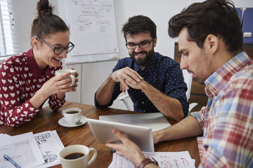 Happy time with colleagues at work