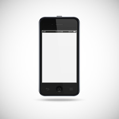 Realistic black smartphone with a touch screen