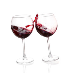 Set of glasses with red wine