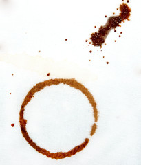 drops of coffee on a white cloth