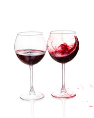 Set of glasses with red wine