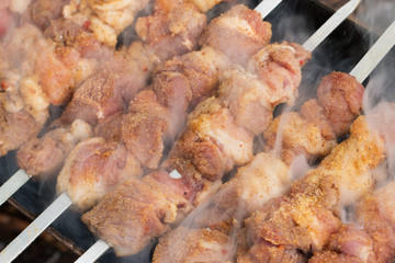 fried skewers on the grill