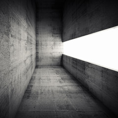 3d empty dark concrete interior with white window opening
