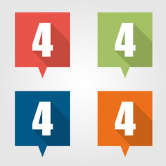 Set of flat pin marker Icons with numbers