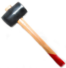 hammer with a plastic base and wooden handle