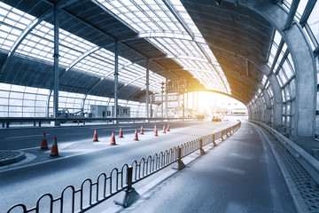 urban tunnel with steel roof