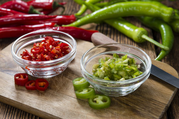 Mixed cutted Chilis (red and green)