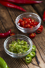 Mixed cutted Chilis (red and green)