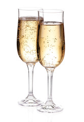 Two glasses with champagne. Isolated