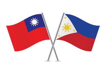 Taiwanese and Philippines flags. Vector illustration.