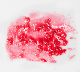 raspberry jam stains on white cloth