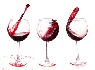 Set of glasses with red wine